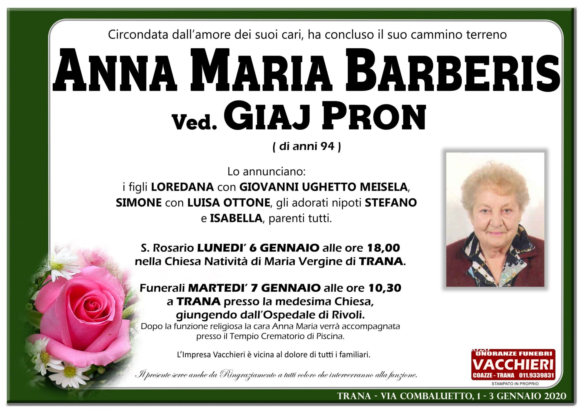 Onoranze e Pompe Funebri - BARBERIS ANNA MARIA