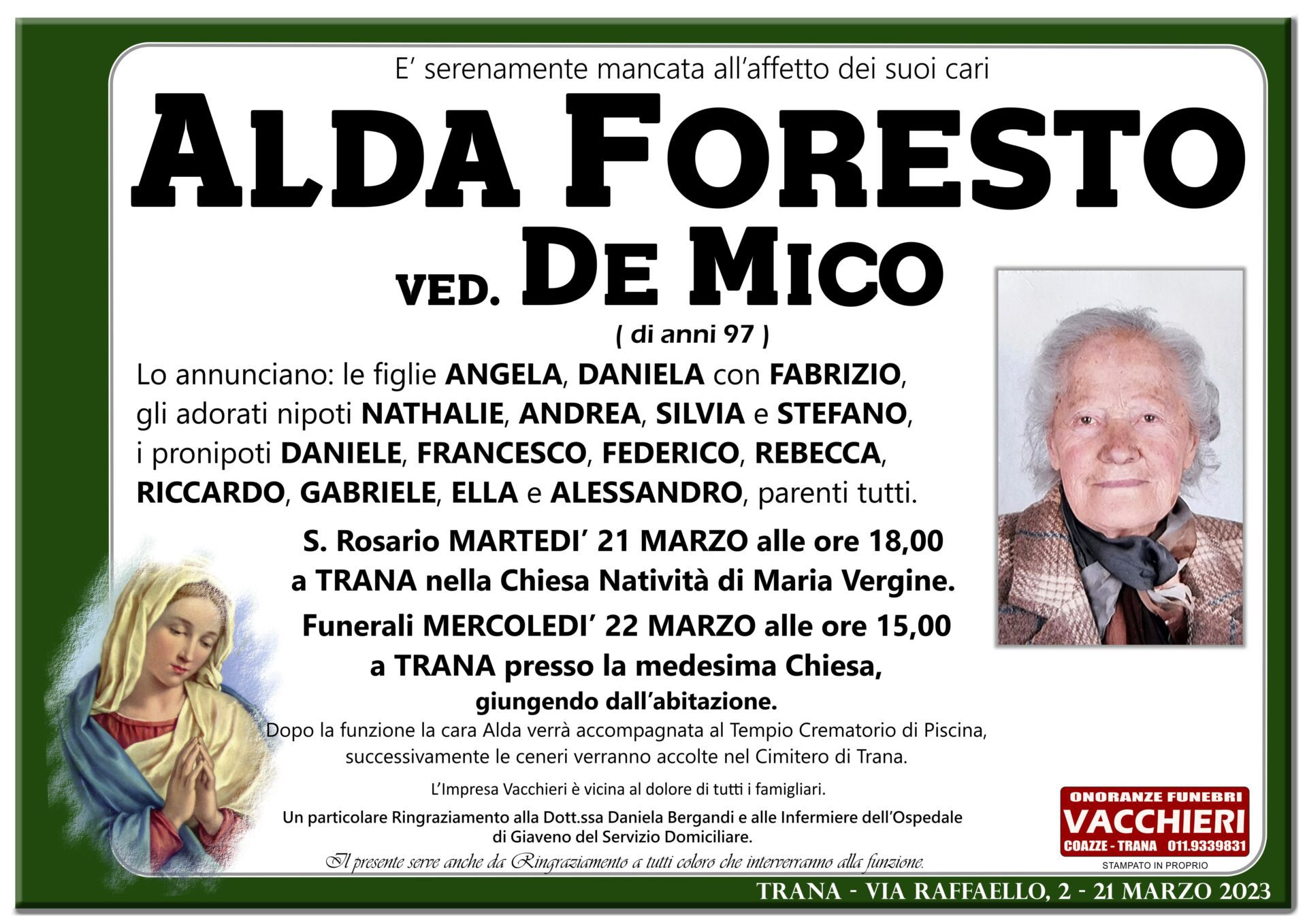 Agenzia Servizi Onoranze Funebri - FORESTO ALDA