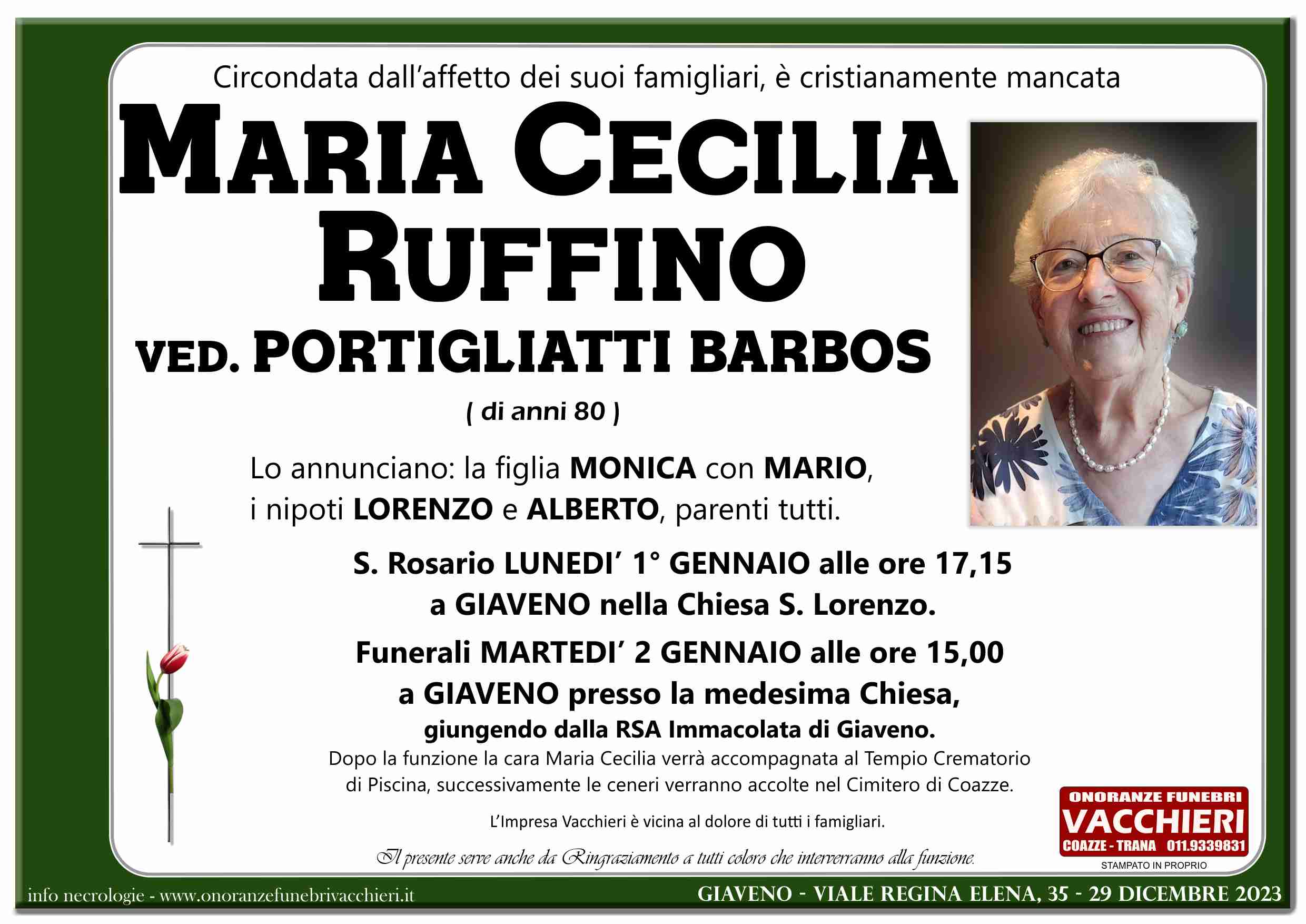 Onoranze e Pompe Funebri - RUFFINO MARIA CECILIA