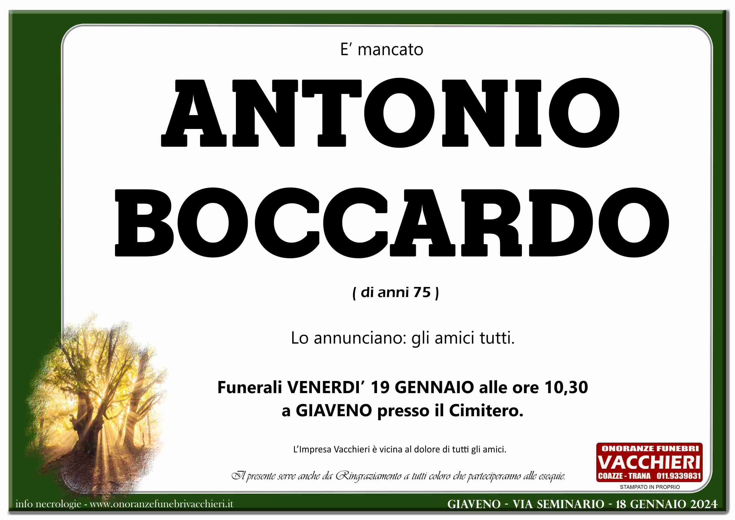 Onoranze e Pompe Funebri - BOCCARDO ANTONIO