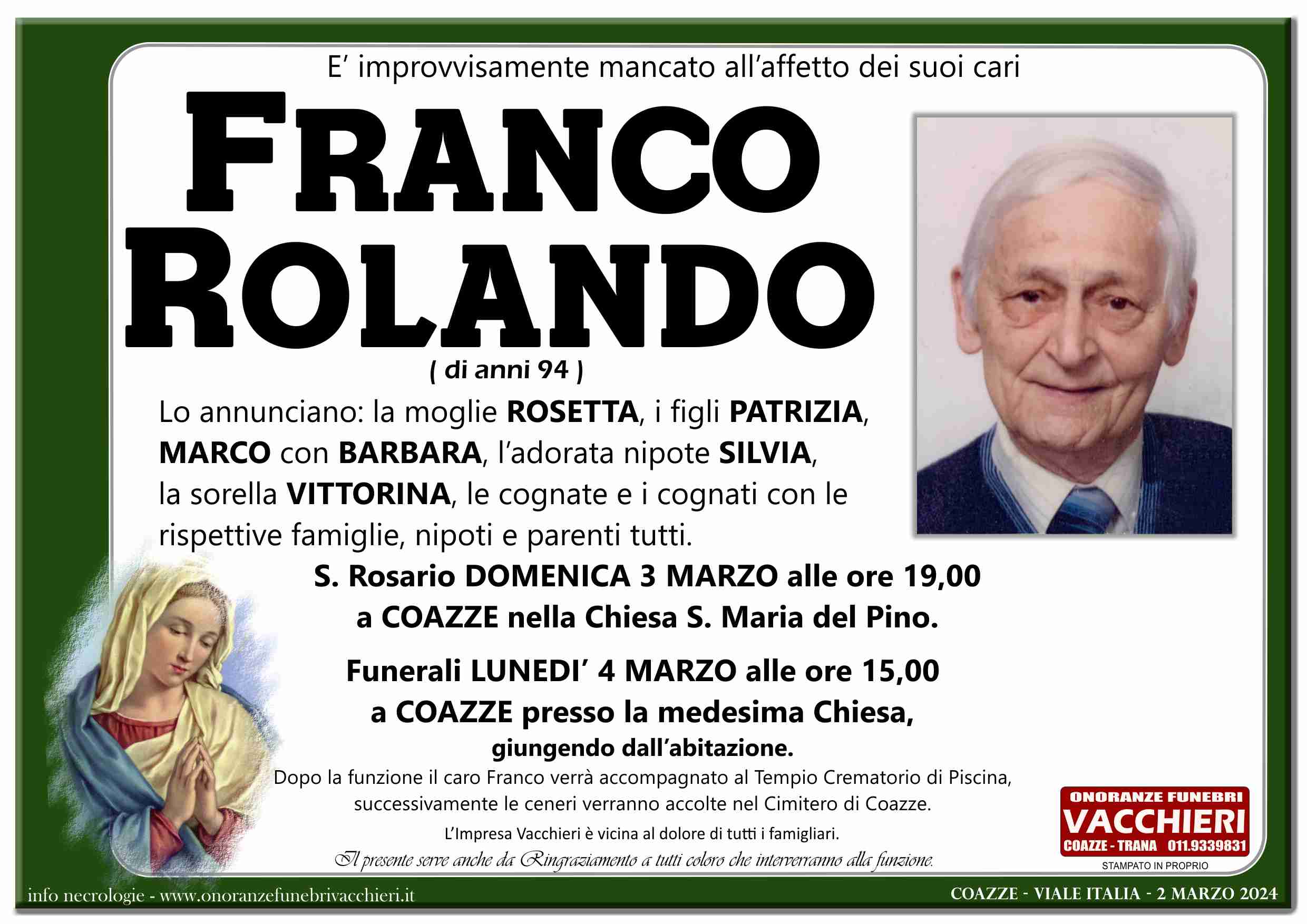 Onoranze e Pompe Funebri - ROLANDO FRANCO