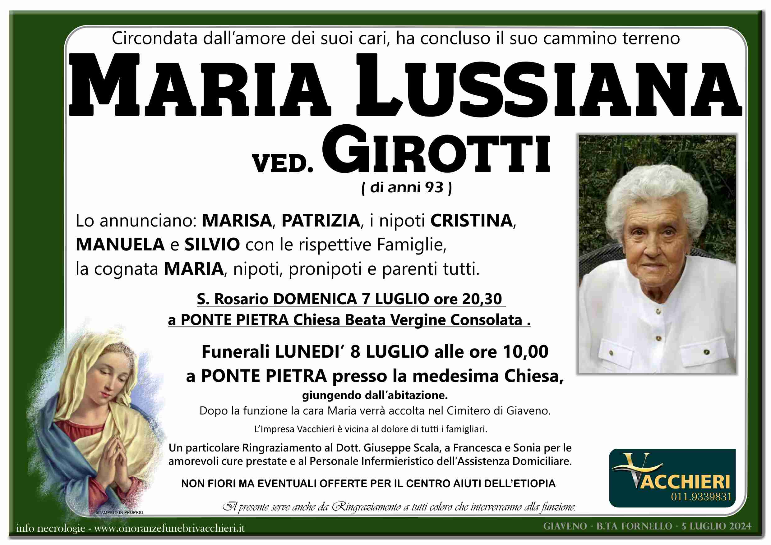 Onoranze e Pompe Funebri - LUSSIANA MARIA