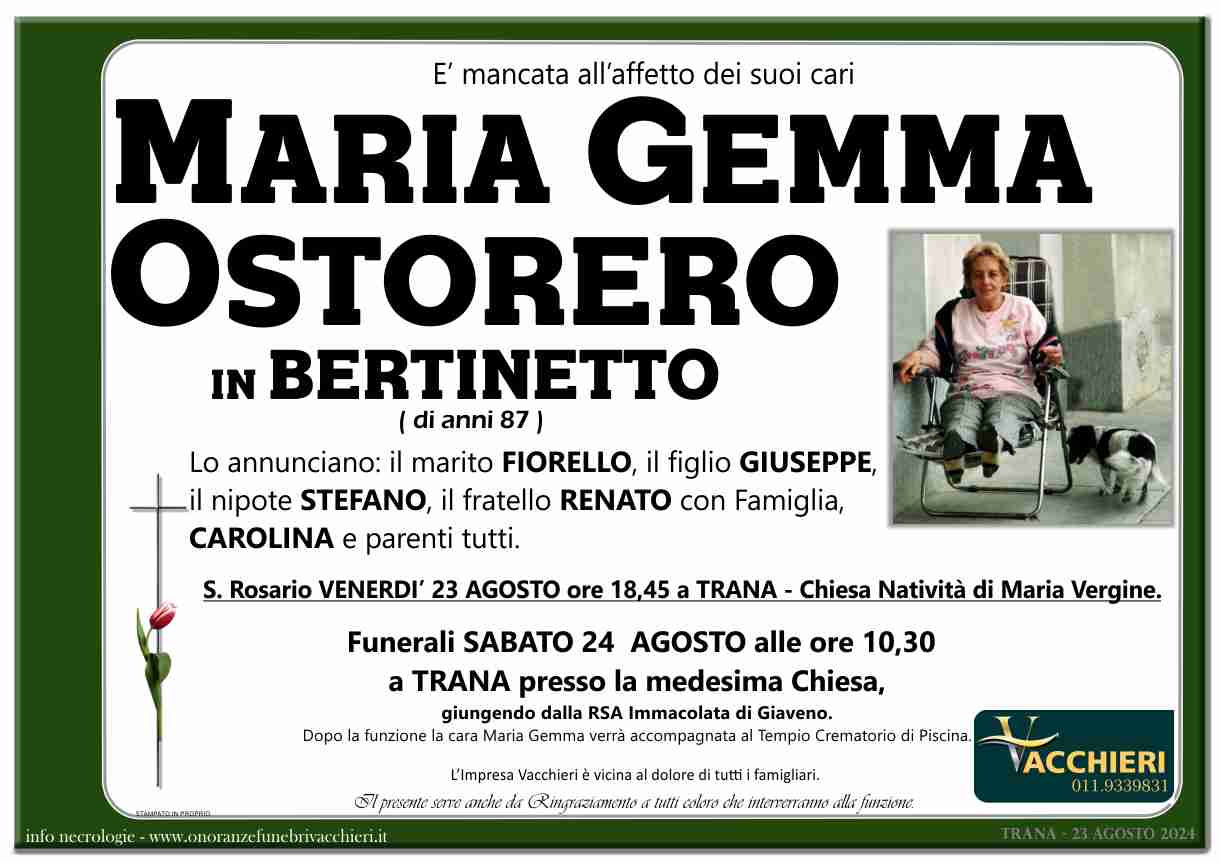 Onoranze e Pompe Funebri - OSTORERO MARIA GEMMA