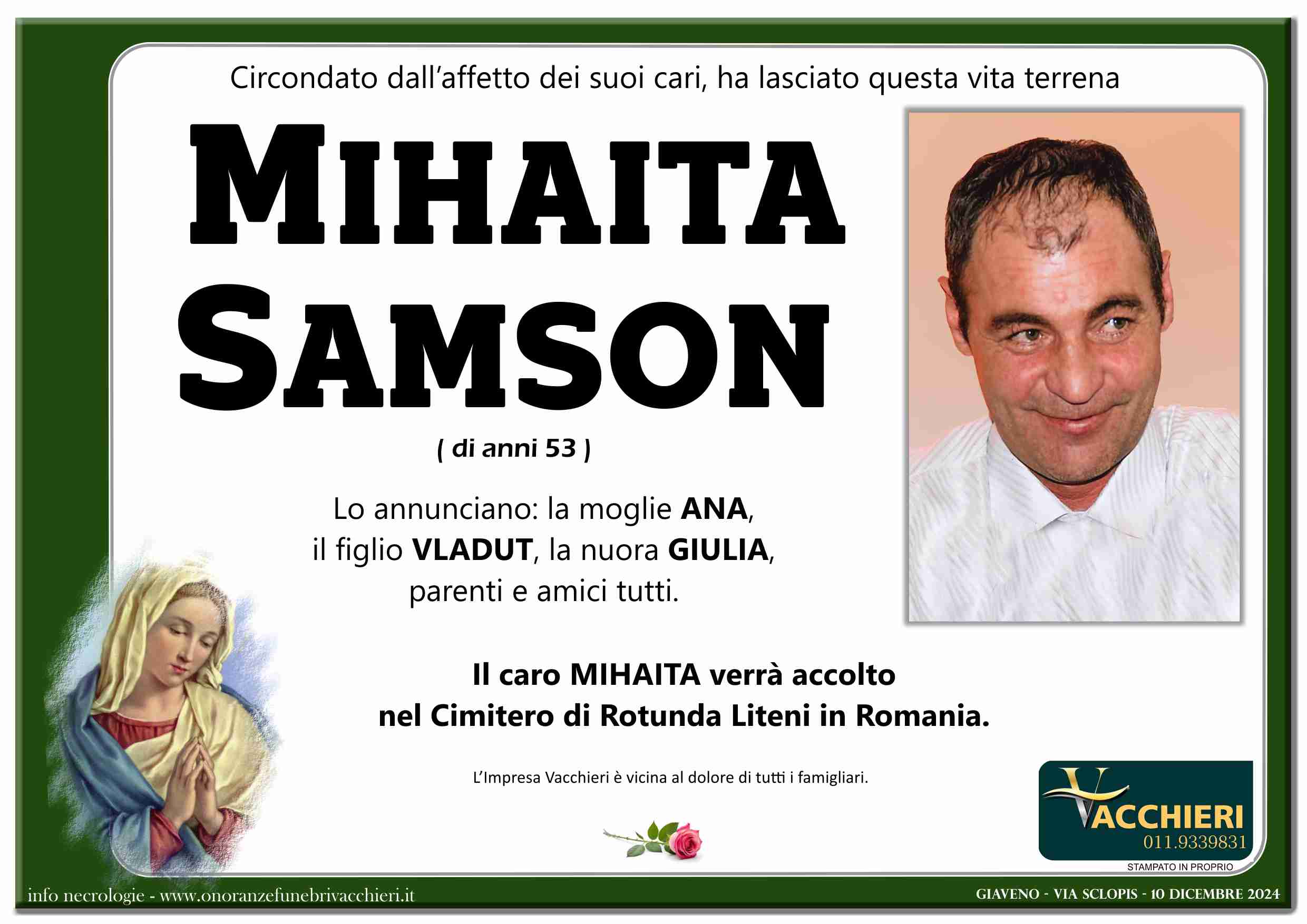 Onoranze e Pompe Funebri - SAMSON MIHAITA