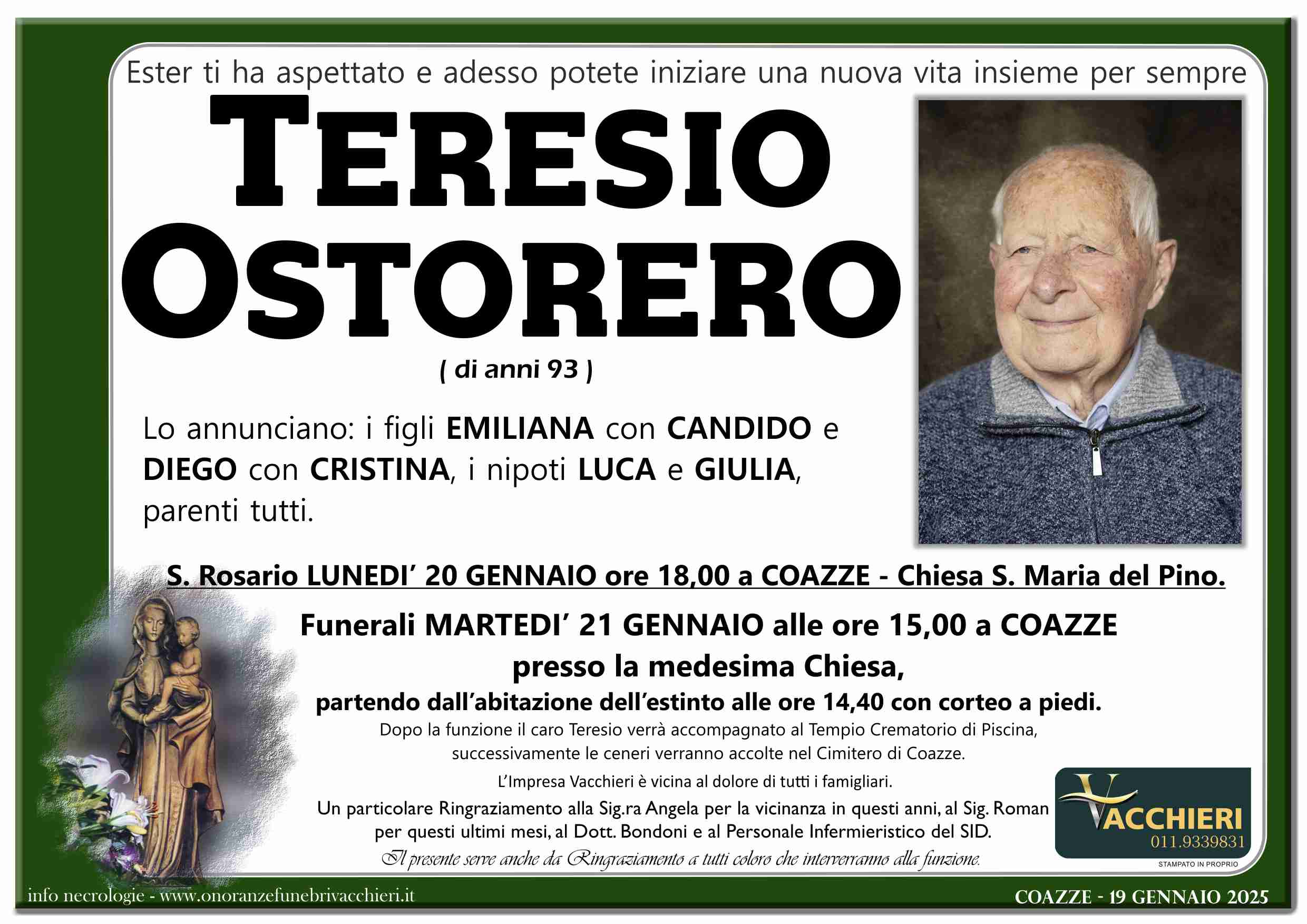 Onoranze e Pompe Funebri - OSTORERO TERESIO