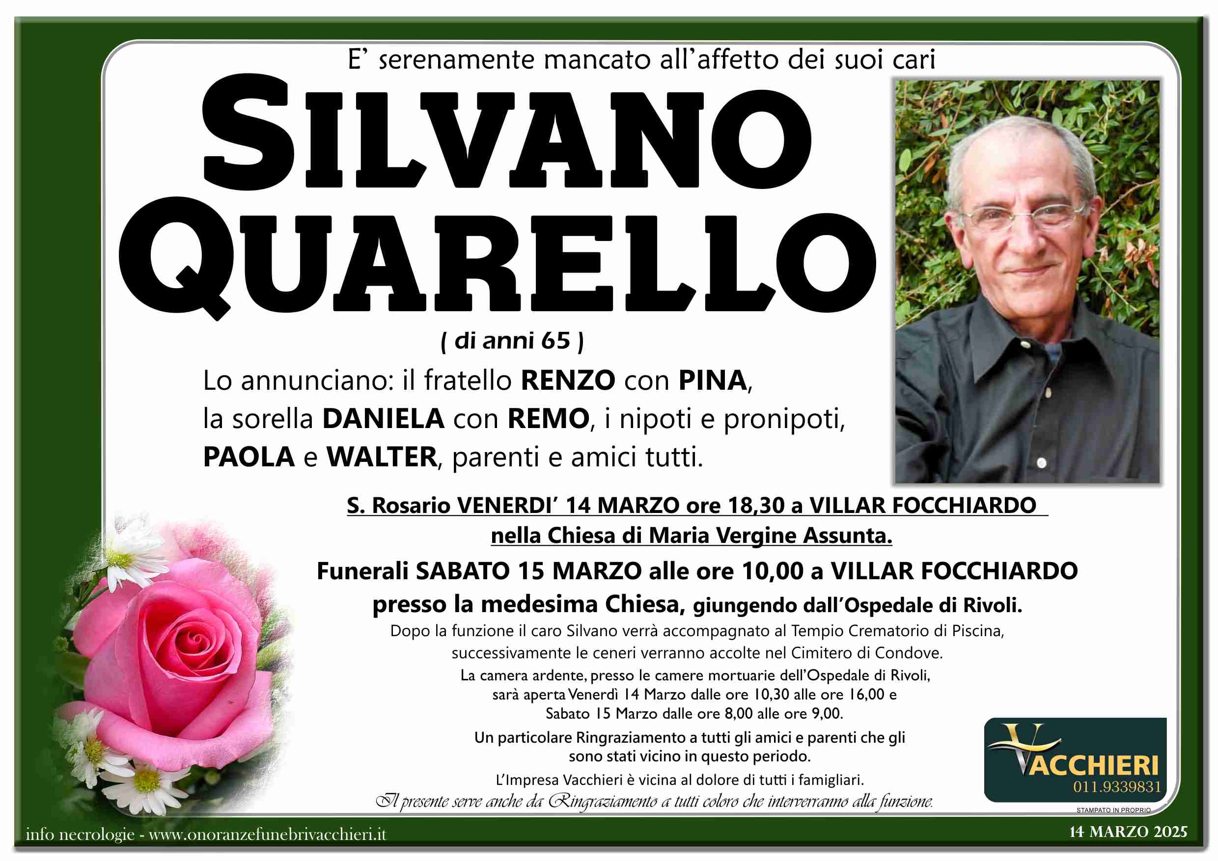 Onoranze e Pompe Funebri - QUARELLO SILVANO
