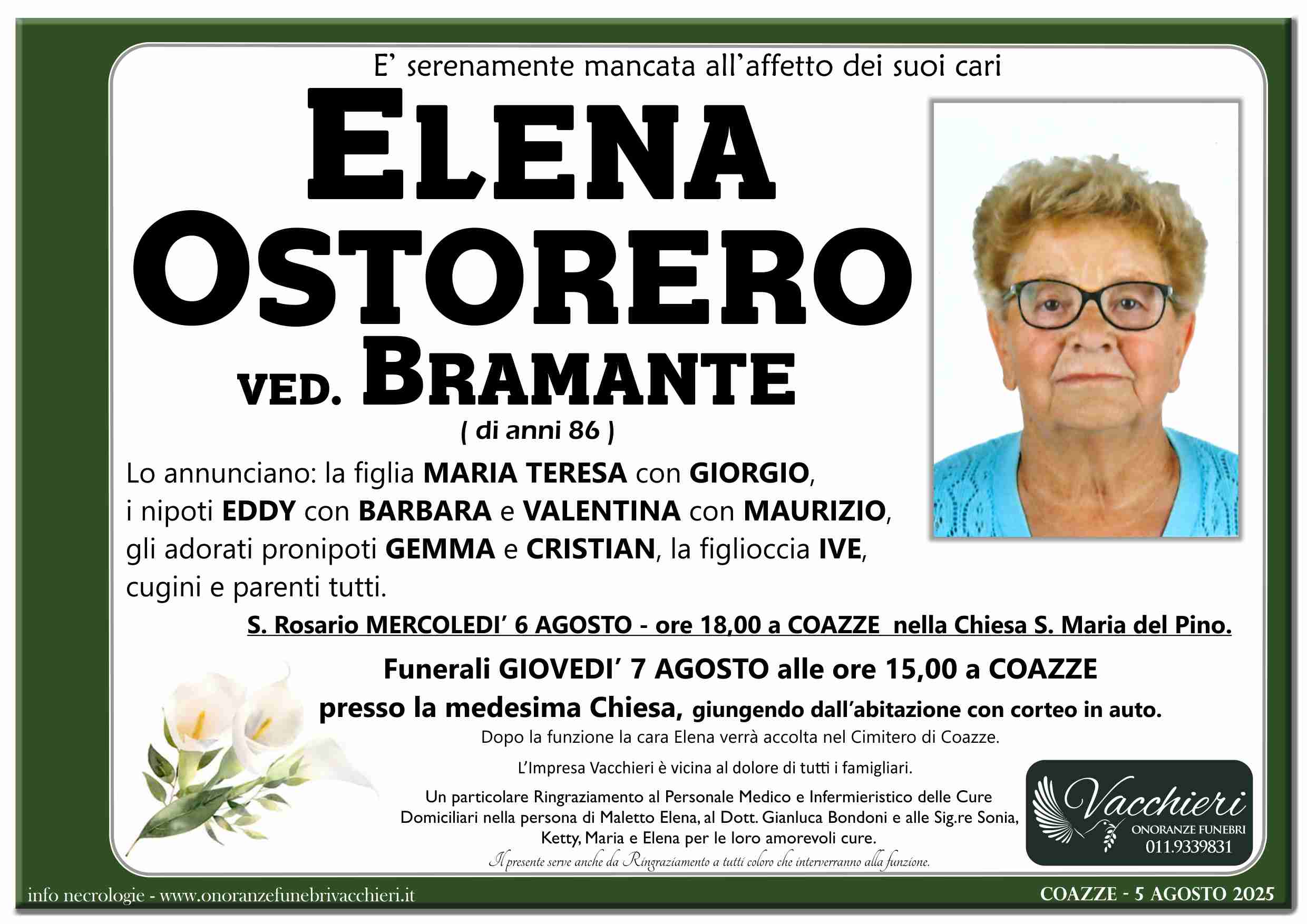 Onoranze e Pompe Funebri - OSTORERO ELENA