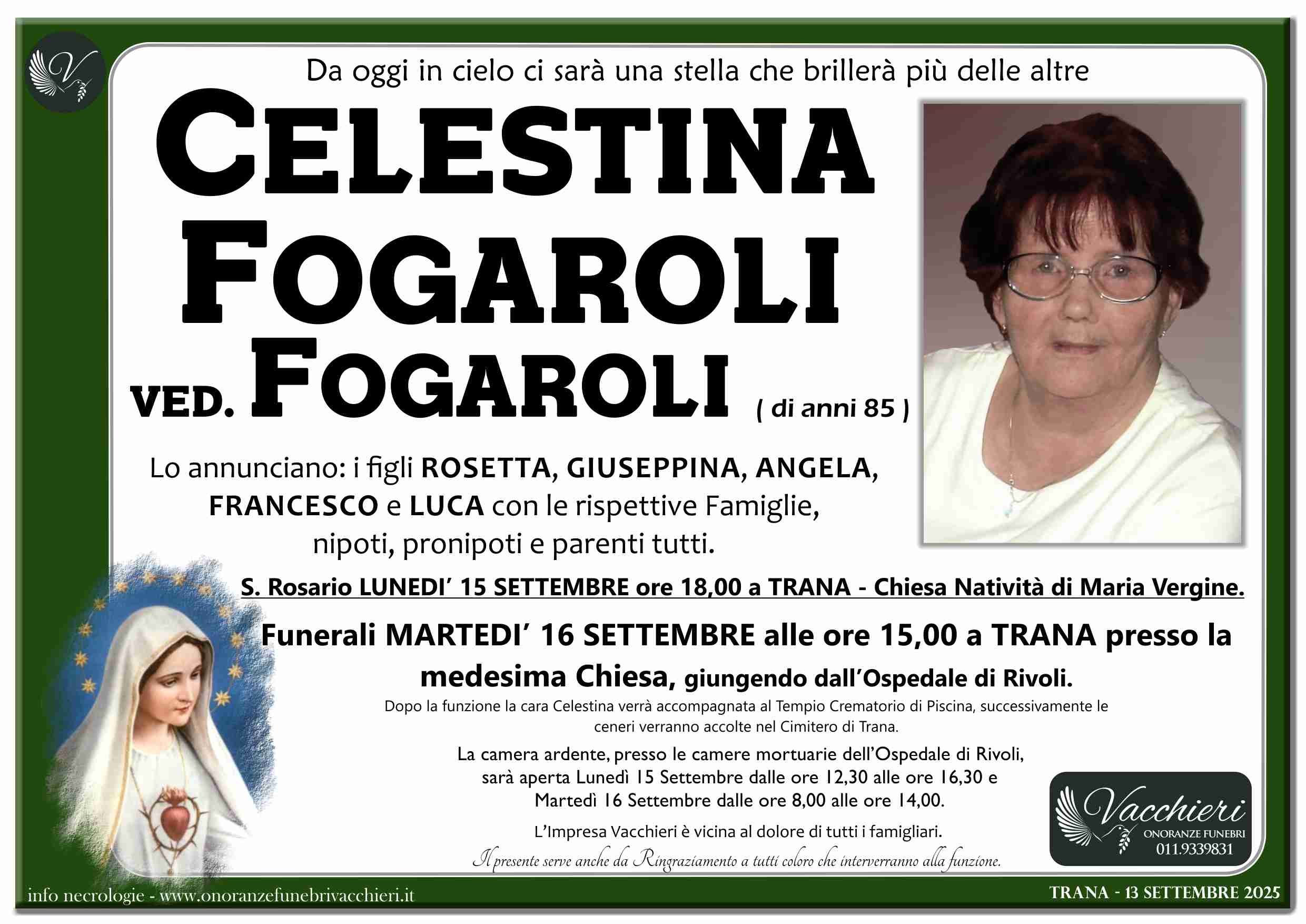 Onoranze e Pompe Funebri - FOGAROLI CELESTINA