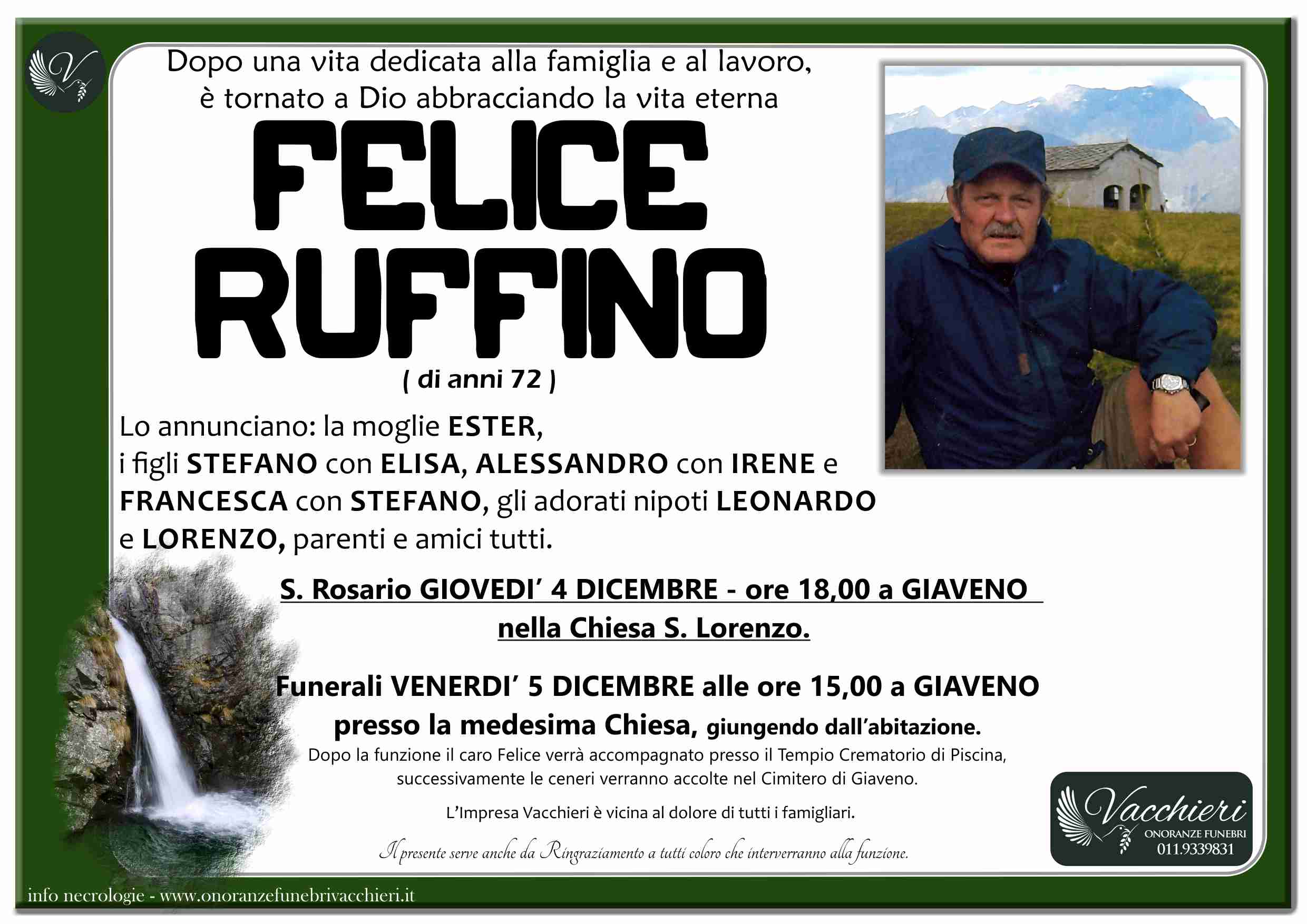 Onoranze e Pompe Funebri - RUFFINO FELICE