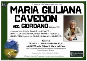 Scopri di più sull'articolo CAVEDON MARIA GIULIANA